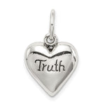 Sterling Silver Antiqued Truth Heart Pendant