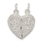 Sterling Silver Polished BEST FRIEND 2-Piece Break-Apart Heart Pendant
