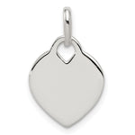 Sterling Silver Polished Engravable Heart Pendant