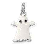 Sterling Silver Rhodium-plated White Enameled 3-D Ghost Charm