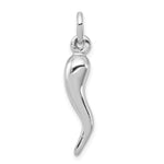 Sterling Silver Rhodium-plated Polished 3-D Italian Horn Charm