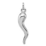 Sterling Silver Rhodium-plated Polished 3-D Italian Horn Pendant