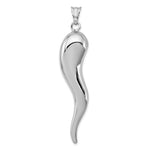 Sterling Silver Rhodium-plated Polished 3-D Large Italian Horn Pendant