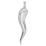 Sterling Silver Rhodium-plated Polished 3-D Extra-Large Italian Horn Pendant