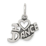 Sterling Silver Antiqued I (heart) DANCE Charm