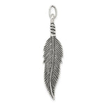 Sterling Silver Antiqued Large 3-D Feather Pendant