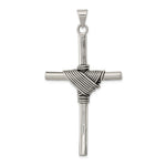 Sterling Silver Antiqued Extra-Large Wrapped Cross Pendant