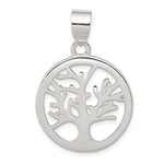 Sterling Silver Rhodium-plated Polished Round Tree Pendant