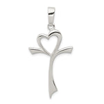 Sterling Silver Polished Heart Cross Pendant