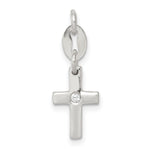 Sterling Silver Polished CZ Small Latin Cross Charm