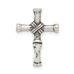 Sterling Silver Antiqued X-Center Bamboo Cross Chain Slide