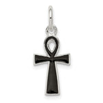 Sterling Silver Black Enameled Ankh Cross Pendant