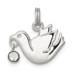 Sterling Silver CZ Polished Dove Charm