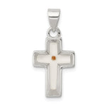 Sterling Silver Rhodium-plated Enameled Mustard Seed Cross Pendant