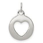 Sterling Silver Polished Circle with Punch Out Heart Charm