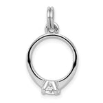 Sterling Silver Rhodium-plated Polished CZ Engagement Ring Charm