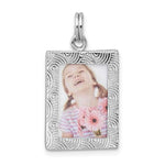 Sterling Silver Rhodium-plated Textured -Holds 1-13x Photo- Picture Frame Charm