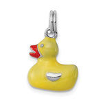 Sterling Silver Rhodium-plated Enameled Duck Charm