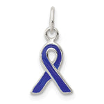 Sterling Silver Blue Enameled Awareness Ribbon Charm