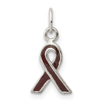 Sterling Silver Brown Enameled Awareness Ribbon Charm