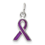 Sterling Silver Purple Enameled Awareness Ribbon Charm