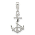 Sterling Silver Polished Anchor with Rope Pendant