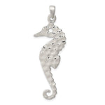 Sterling Silver Hammered Polished Large Seahorse Pendant
