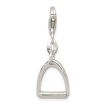 Sterling Silver Small Polished Horse Stirrup with Lobster Clasp Charm