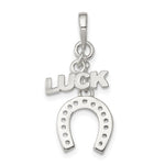 Sterling Silver Polished LUCK and Horseshoe Pendant