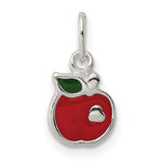 Sterling Silver Red and Green Enameled Apple Charm