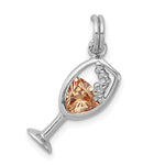 Sterling Silver Rhodium-plated CZ Champagne Glass Charm