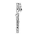 Sterling Silver Rhodium-plated Polished 3-D Flute Charm