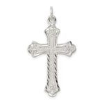 Sterling Silver Textured and Diamond-cut Fleur de Lis Cross Pendant
