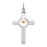 Sterling Silver Platinum-plated Polished Epoxy with Mustard Seed Cross Pendant