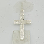 Sterling Silver Textured Diamond-cut Latin Cross Pendant