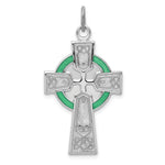 Sterling Silver Platinum-plated Polished Epoxy Irish Cross Pendant