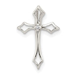 Sterling Silver CZ Cross Chain Slide Charm