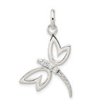 Sterling Silver CZ Dragonfly with Cut-out Wings Pendant