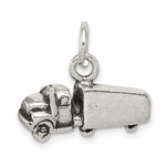 Sterling Silver Antiqued Semi Truck with Trailer Charm