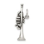 Sterling Silver Antiqued Trumpet Charm