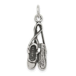 Sterling Silver Antiqued 3-D Ballet Slippers Charm