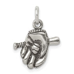 Sterling Silver Antiqued 3-D Baseball Glove / Bat / Ball Charm