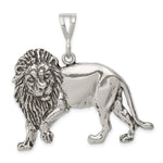 Sterling Silver Antiqued Polished Large Lion Pendant
