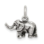 Sterling Silver Antiqued Polished 3-D Elephant Charm