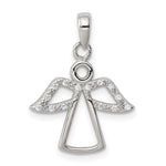 Sterling Silver Rhodium-plated Angel with CZ Wings Pendant