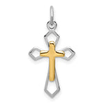 Sterling Silver Platinum-plated & Vermeil Cross Pendant