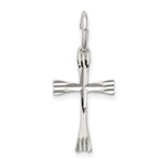 Sterling Silver Polished Diamond-cut Cross Pendant
