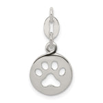 Sterling Silver Round Paw Print Pendant