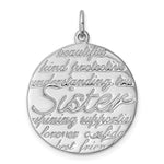 Sterling Silver Rhodium-plated SISTER Round Pendant