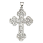 Sterling Silver Polished Large Filigree Cross Pendant